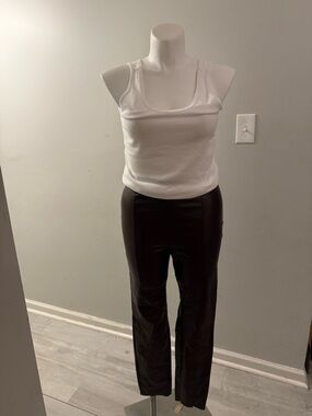 H&M Black Faux Leather Straight-Leg Pants